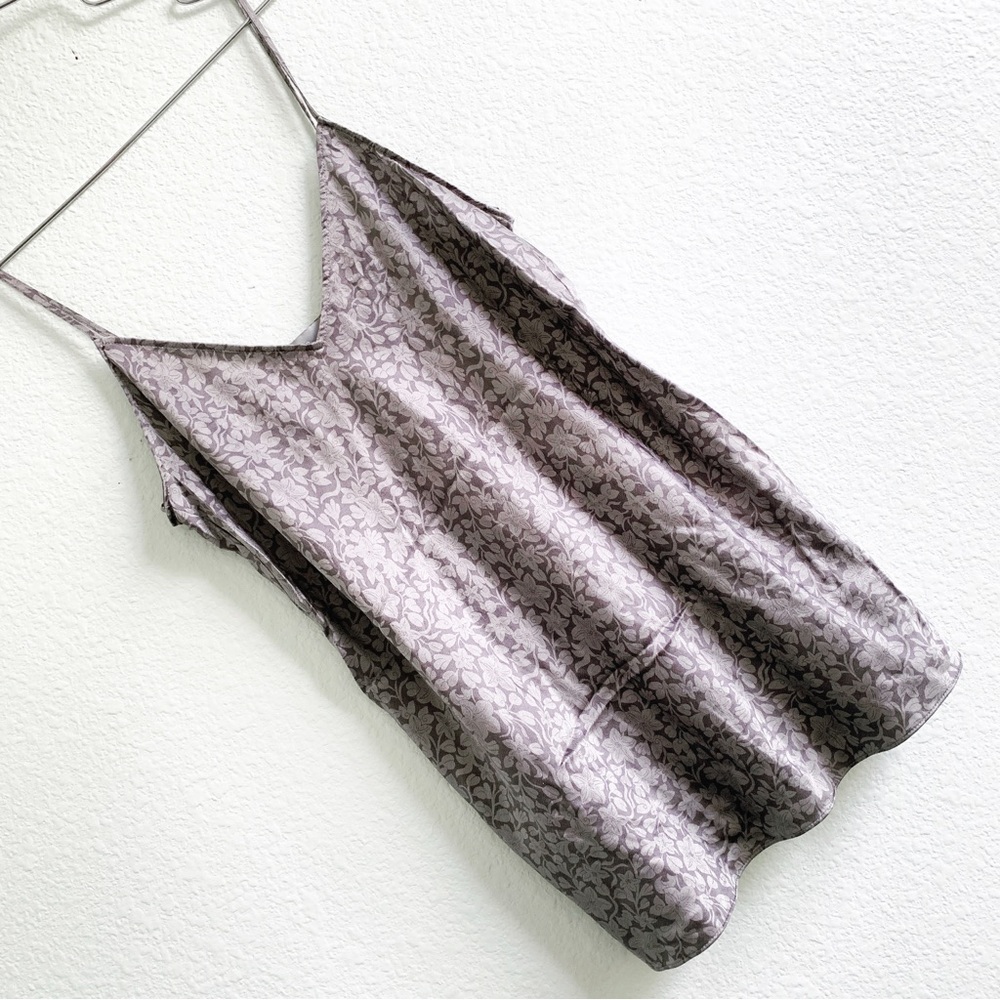 VINCE camisole 100% silk grey floral top sleeveless spaghetti strap blouse Small